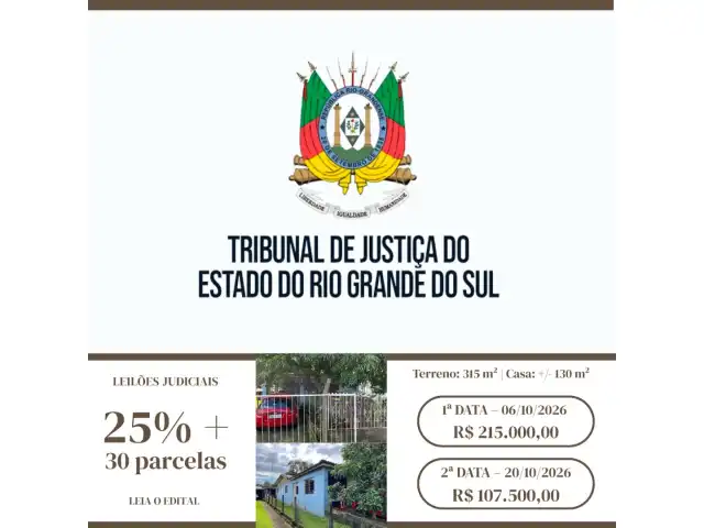 LEILÃO JUDICIAL | COMARCA DE HORIZONTINA - IMOVEL RESIDENCIAL