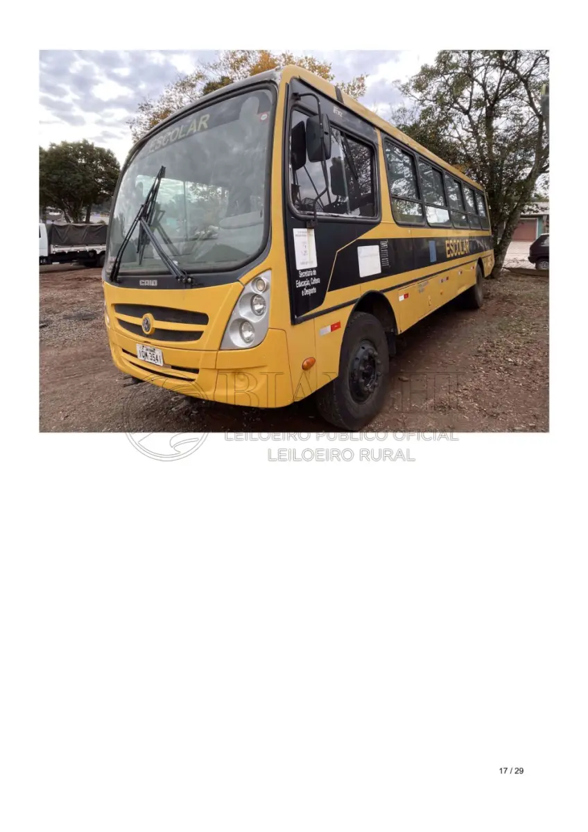 LOTE 001 - ÔNIBUS ESCOLAR VW 15-190, 2009/2010, 57 LUGARES, IQM 3541, CHASSI Nº 9532882W0AR010392, EM REGULAR ESTADO DE CONSERVAÇÃO